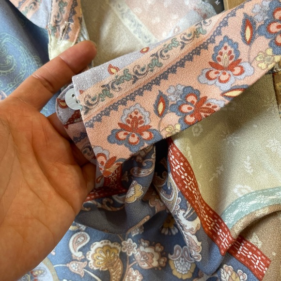 Patchwork Button-Up Blouse - Picture 2 of 6